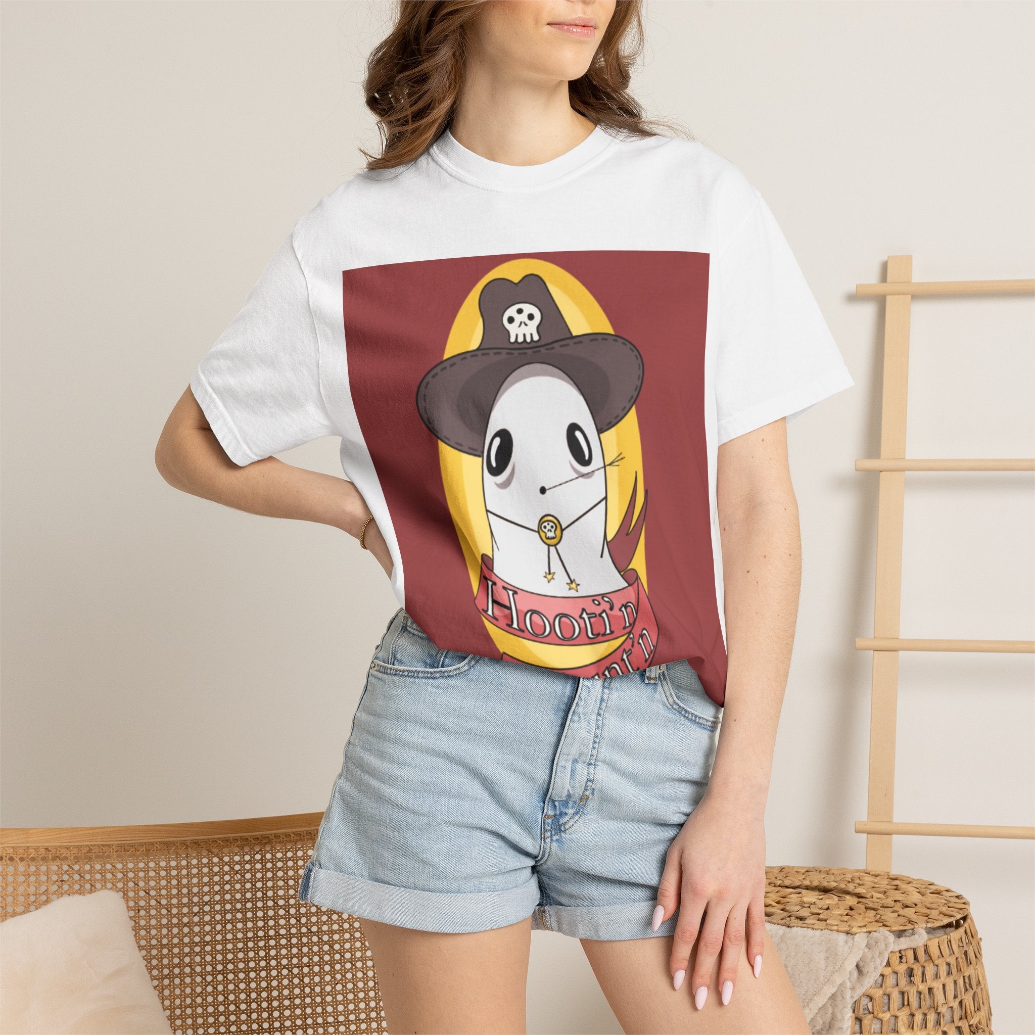 Ghost cowboy T‑Shirt — "Hootin' Halloween" Cute Spooky Tee