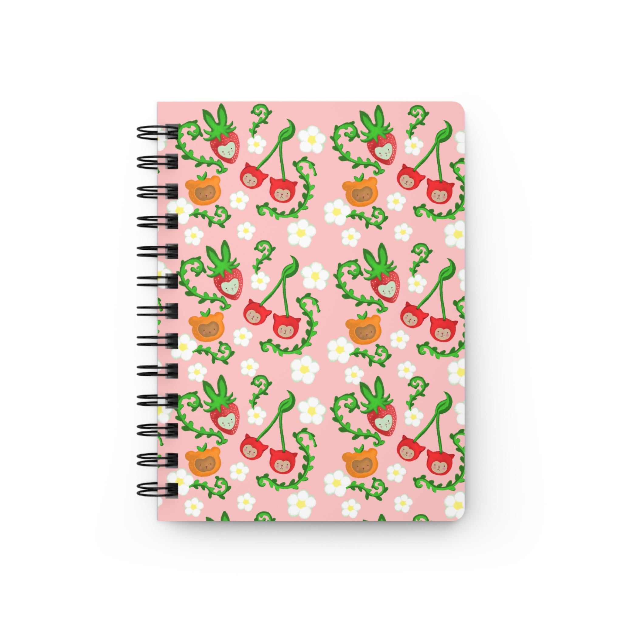 Cherry Floral Spiral Journal — Cute Pink Notebook for Notes & Planning