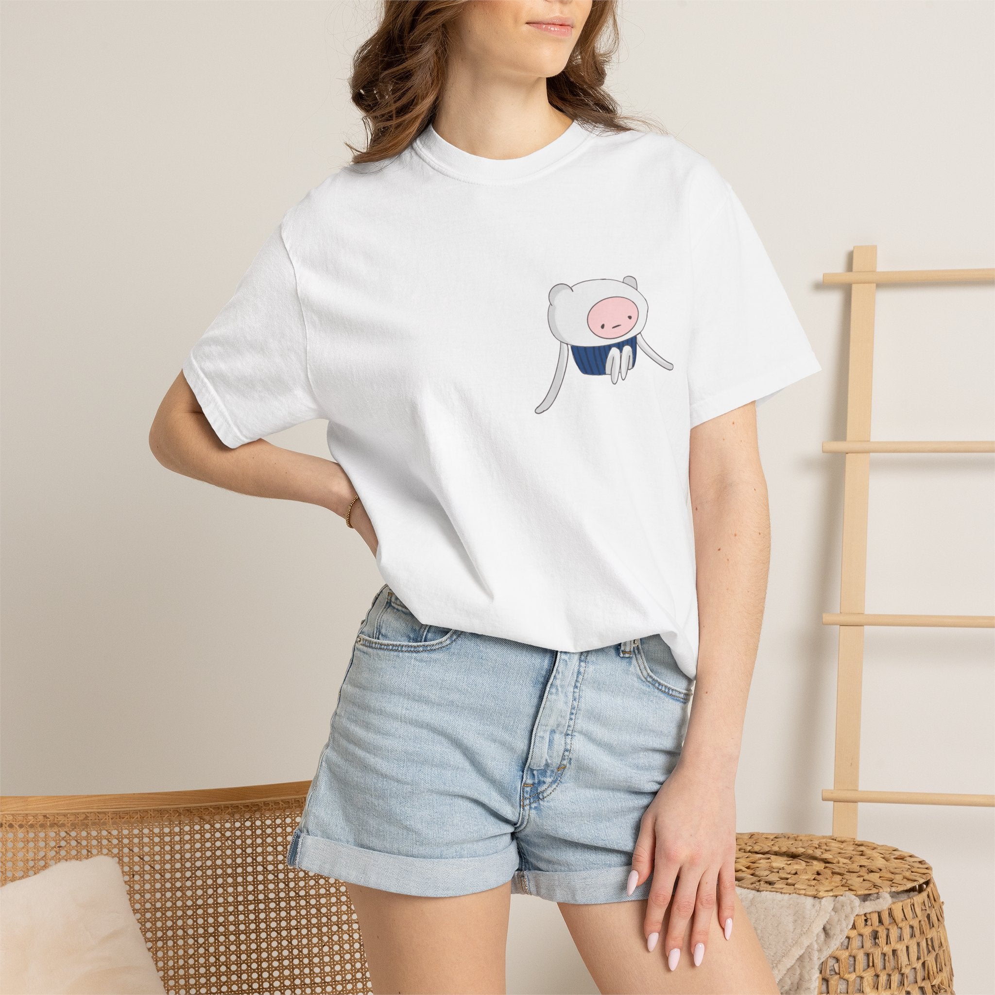Cute Minimalist Adventure T-Shirt — Pocket Finn Cartoon Tee